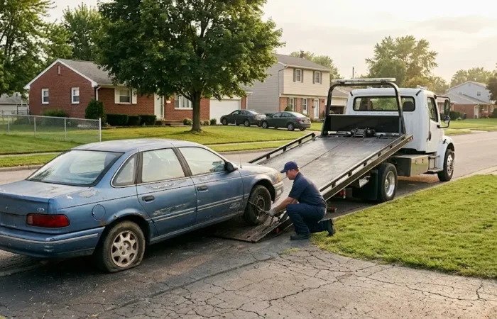 Junk car removal in Lorain, OH for damaged and failed-inspection vehicles
