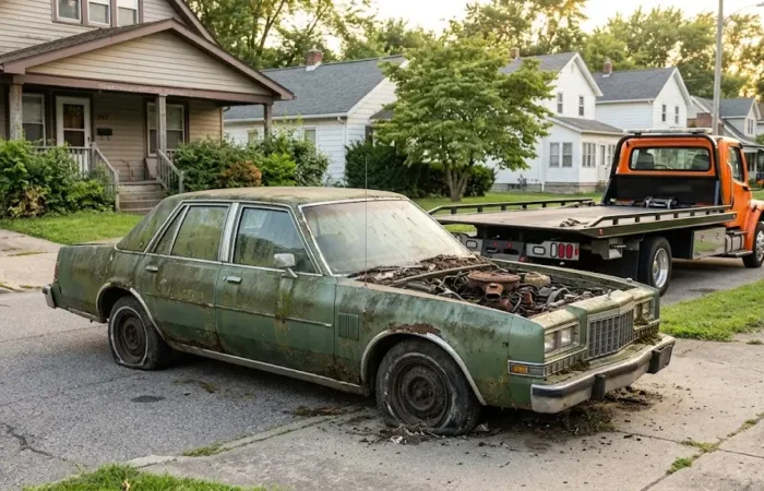 Cash for junk cars Lorain, OH for a damaged vehicle with a non-running engine